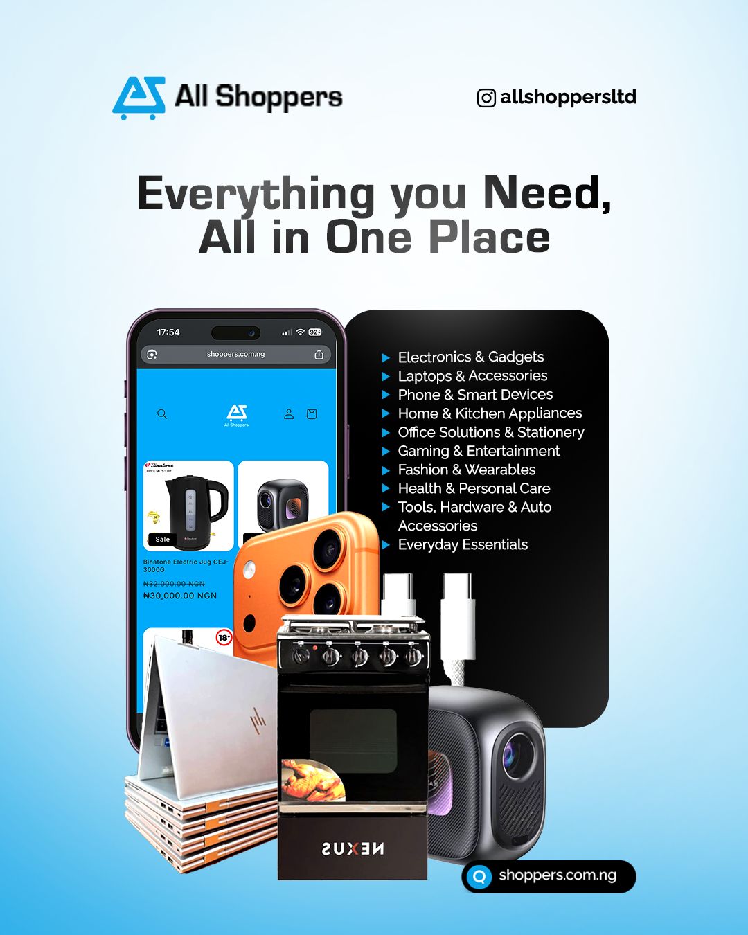 Allshoppers, Nigeria’s Trusted Online Store for Electronics and Home Appliances